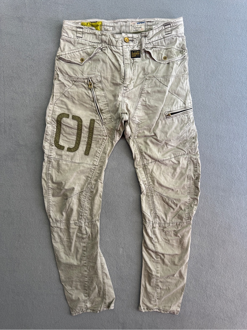 G Star Jeans 33x34 Men's Powel Arc 3D Loose Tapered Cargo Patch Pockets Zip Amry